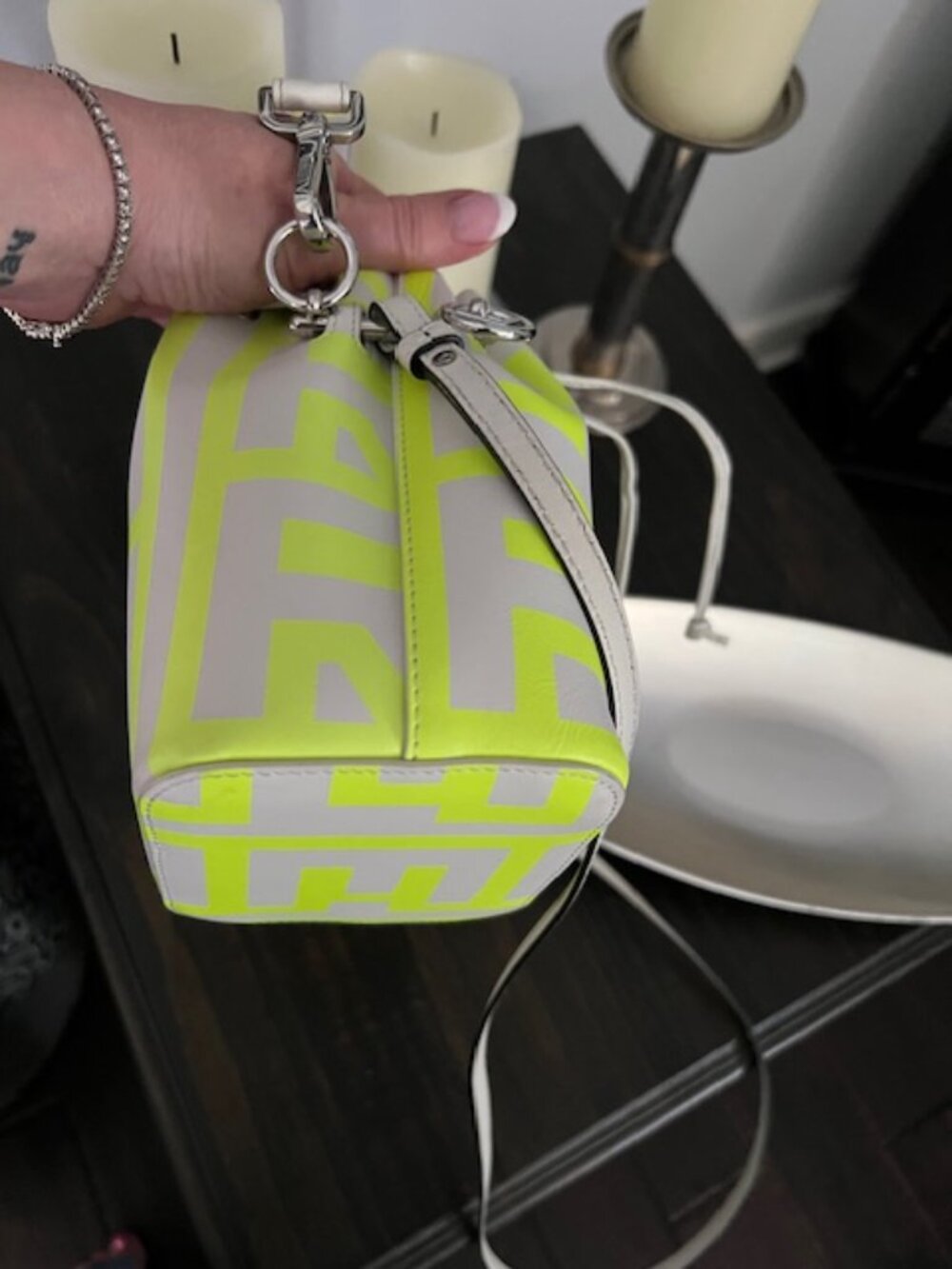 Fendi x Marc Jacobs Mon Tresor Mini Bucket Bag White Neon FF Leather Silver HW - Picture 6 of 14